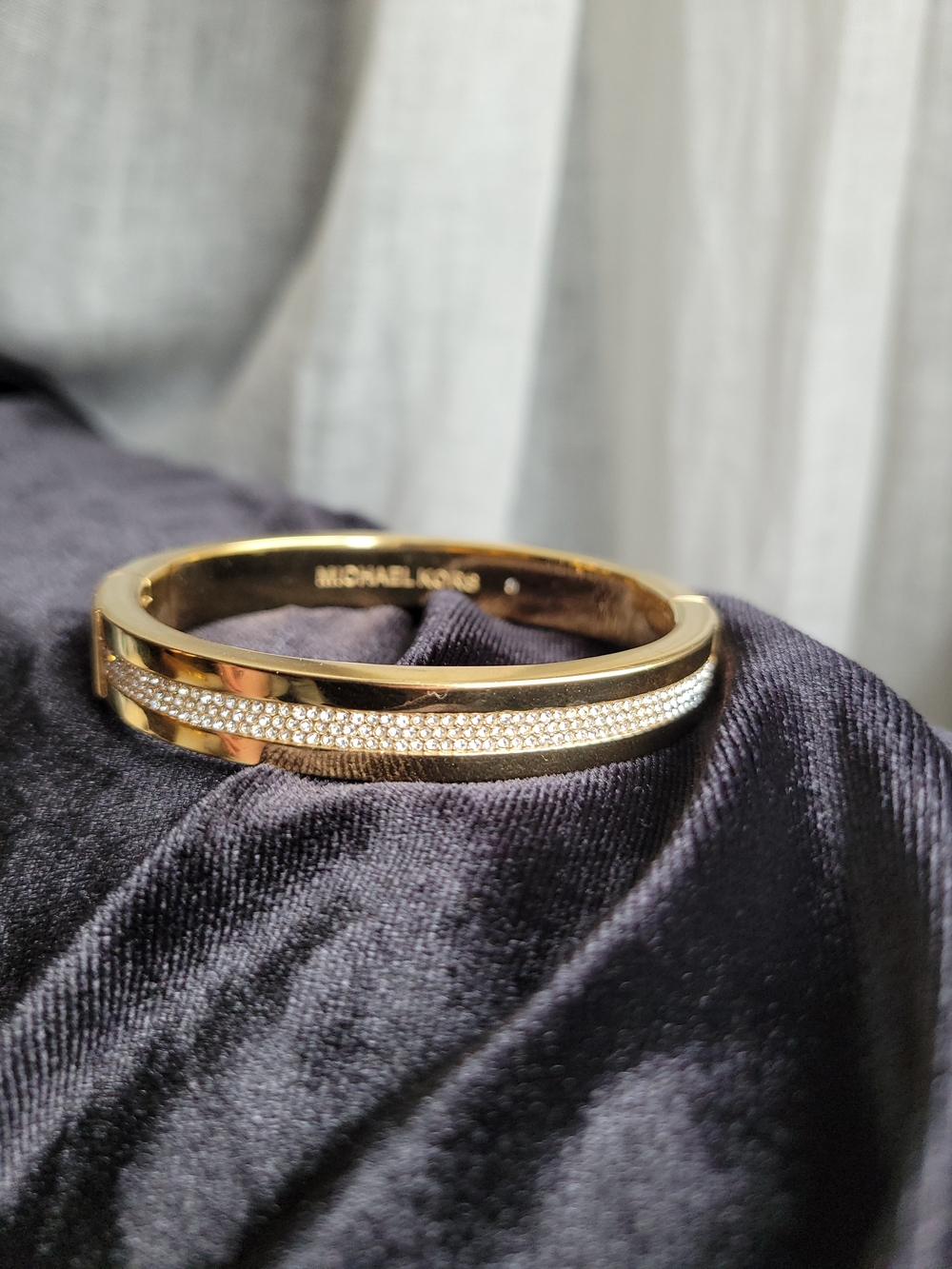 Michael Kors Gold Crystal-Trim Double Row Bangle